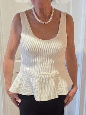 Ganni Cream Textured Peplum Camisole